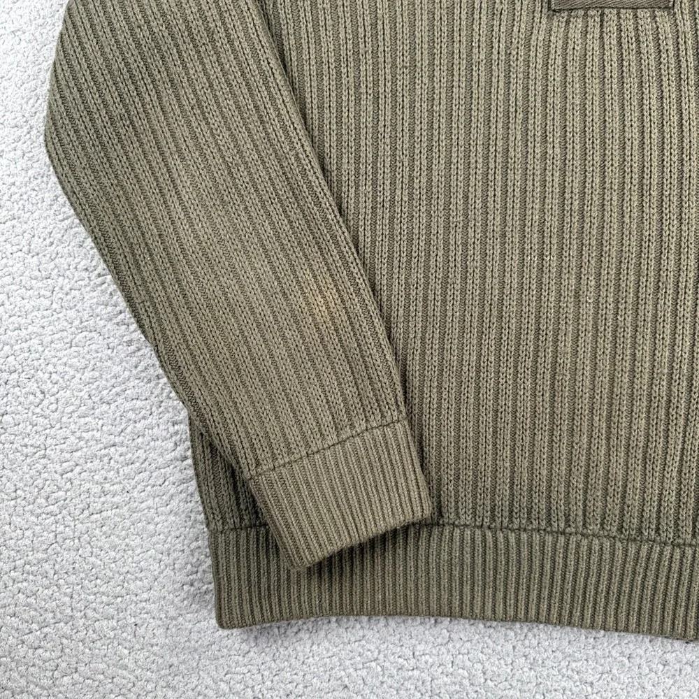 Duluth Trading Co Shawl Collar Infantry Sweater Men Medium Green Cotton Wool